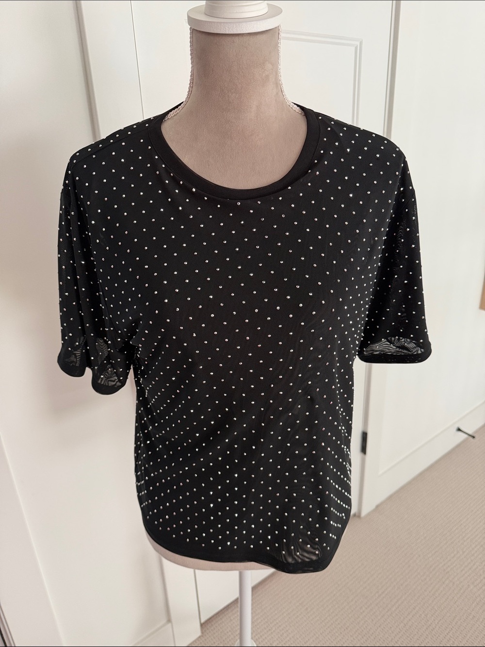 Evereve Black Short Sleeve Tee with Silver Studs